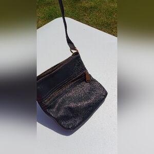 Elegant Black Crossbody Bag Fossil Brand With Gold Hardware